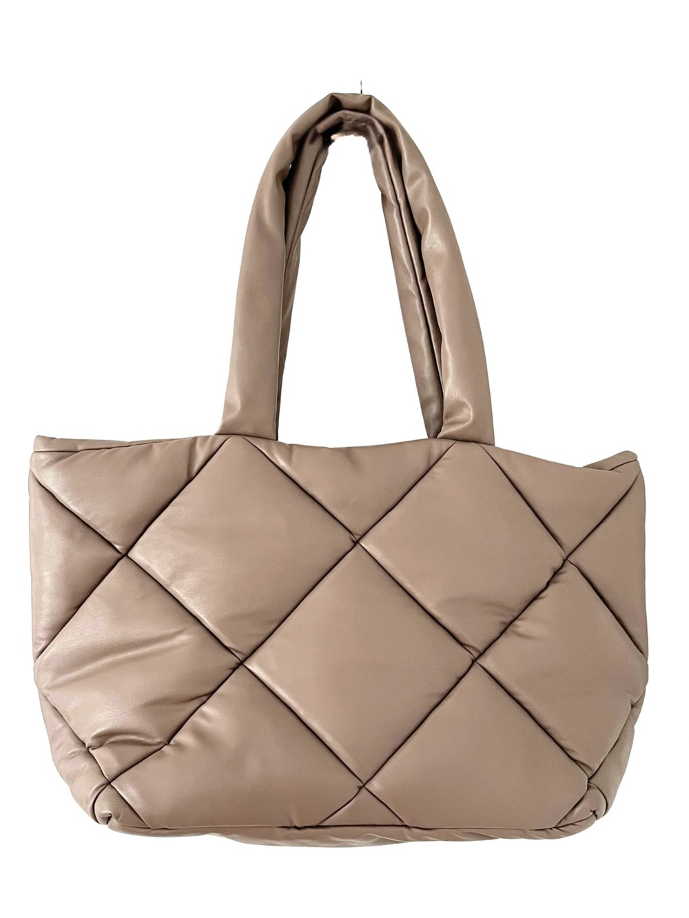 H&M Quilted Taupe Grey Shoulder Tote Bag, NWOT
